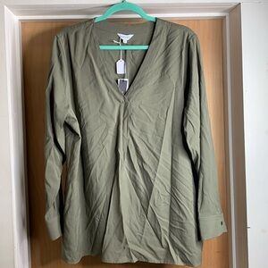 Brass Green V-Neck Women's Top